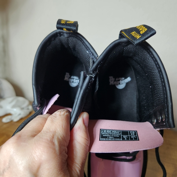 Dr Martens 1460 J Pink Patent Leather LaceUp And Side Zip Combat Boots US Kids 2 - Picture 3 of 11
